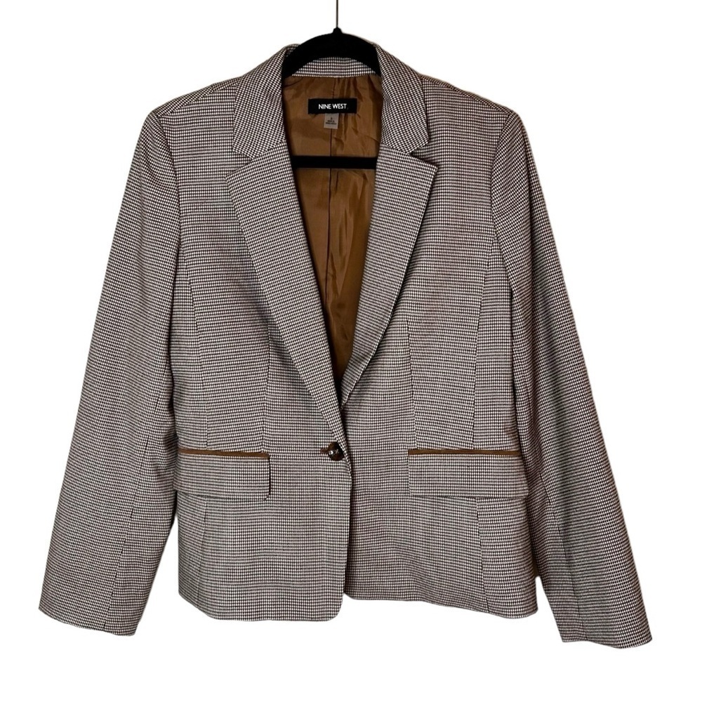 Nine West Women's Houndstooth Plaid Blazer